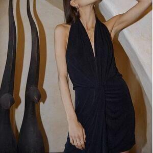 Significant Other Black Halter Dress Low Back Deep V New Year’s  Size 8